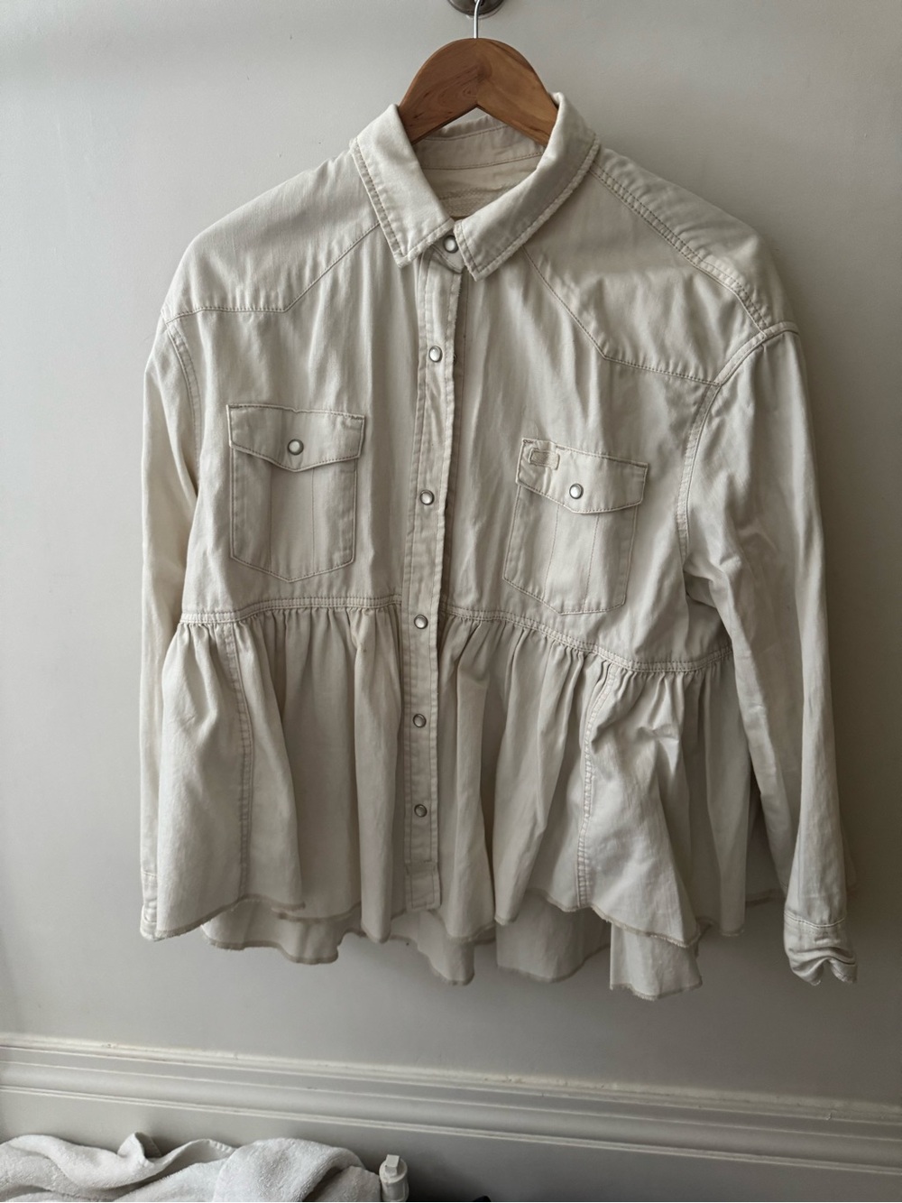 We The Free soft cream button-front top